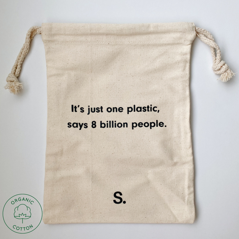 オーガニックコットン巾着（大）｜Large Organic cotton produce bag